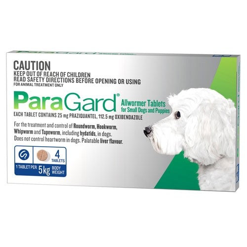 Paragard All Wormer Small Dog 0-5kg 4 Tabs
