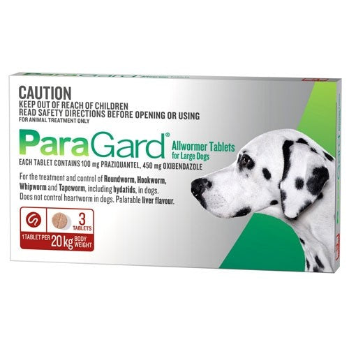 Paragard All Wormer Large Dog 10-20kg 3 Tabs