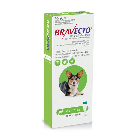 Bravecto Spot On Medium Dog Green 10-20kg