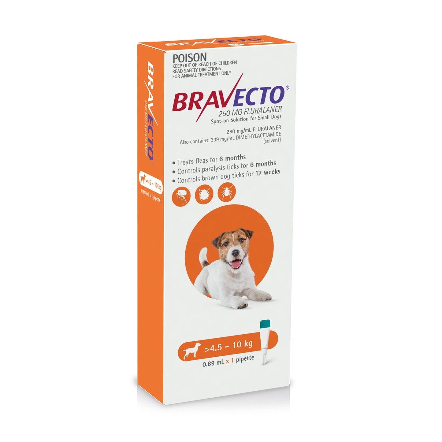 Bravecto Spot On Small Dog Orange 4.5-10kg