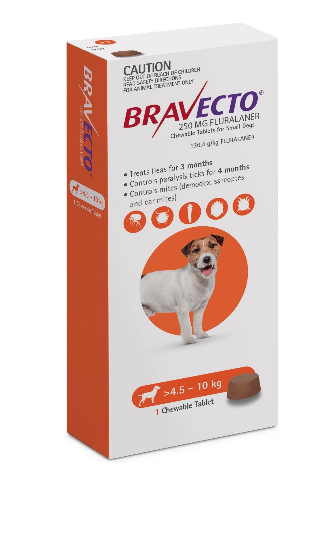 Bravecto Chewable Small Dog Orange 4.5-10kg