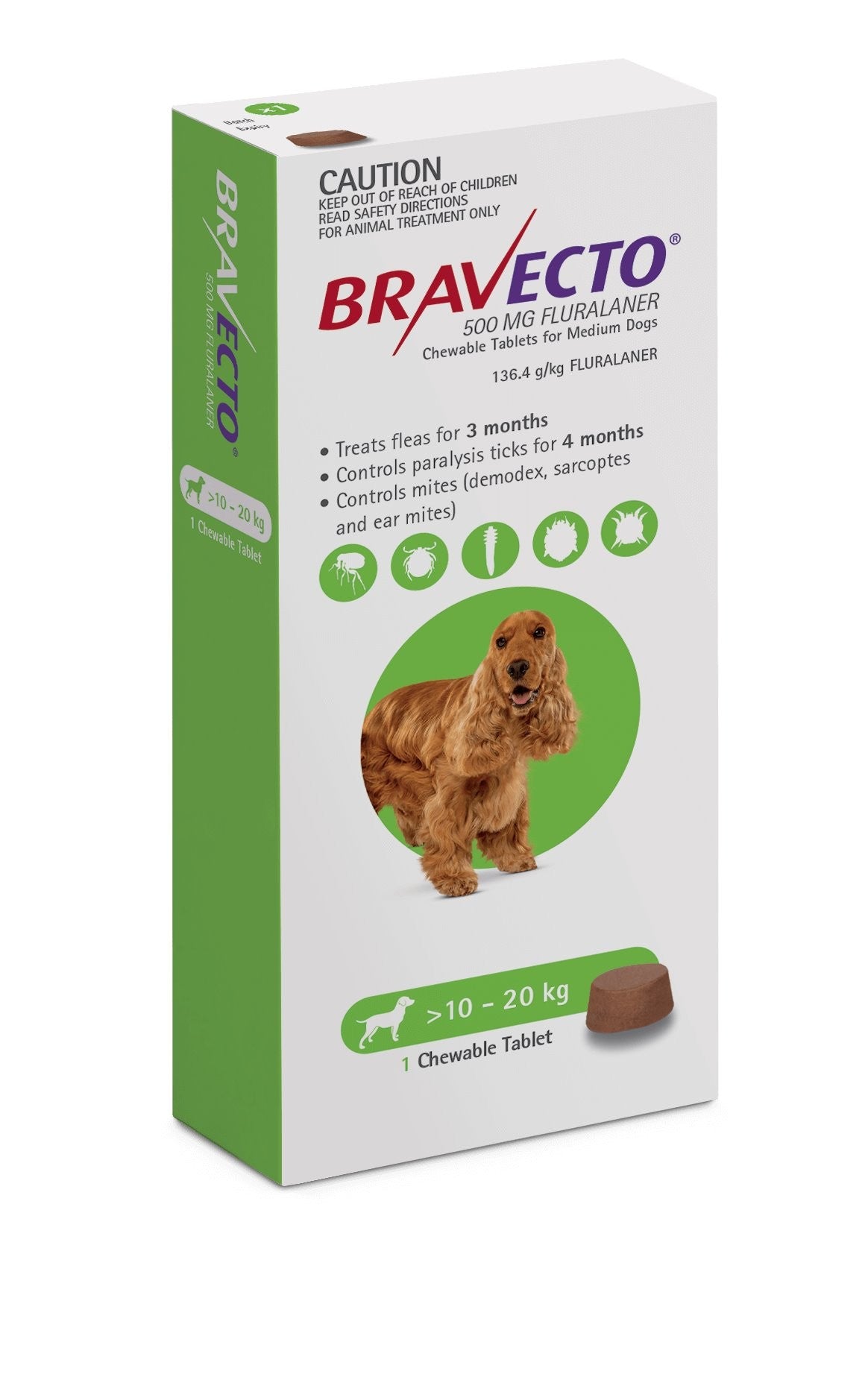 Bravecto Chewable Medium Dog Green 10-20kg