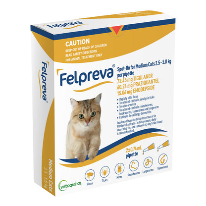 Felpreva Medium Cat Spot On  2.5-5kg 2 Pack