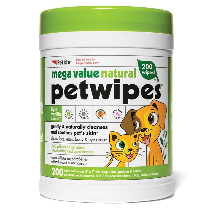 Petkin Mega Value Natural Pet Wipes 200pk