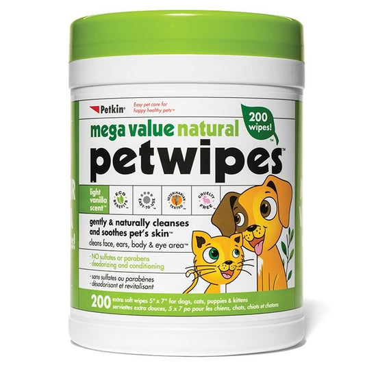 Petkin Mega Value Natural Pet Wipes 200pk