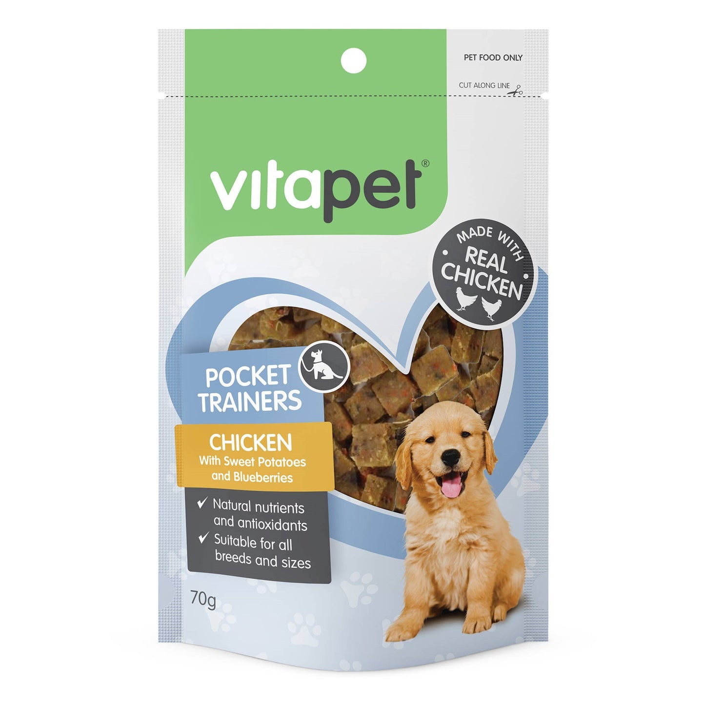 Vitapet Pocket Trainer Puppy Treats - Chicken with Sweet Potato & Blueberries