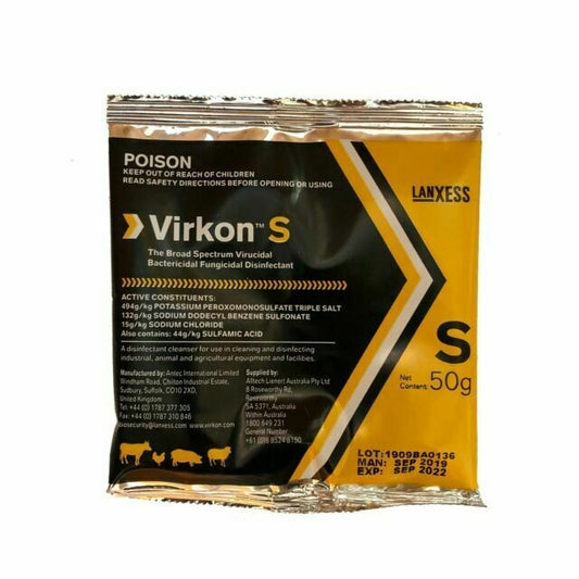Virkon S Broad Spectrum Virucidal Disinfectant Powder Blister Pack 50g