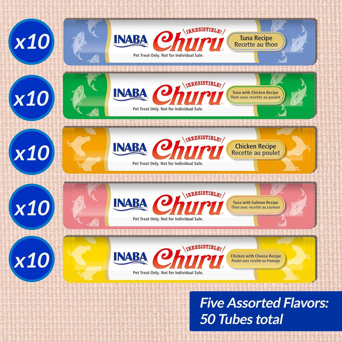 Inaba Churu Tuna & Chicken Variety 50pk Tub