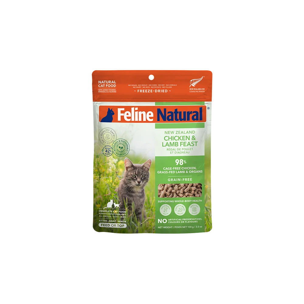 Feline Natural Grain-Free Freeze-Dried Chicken & Lamb Cat Food