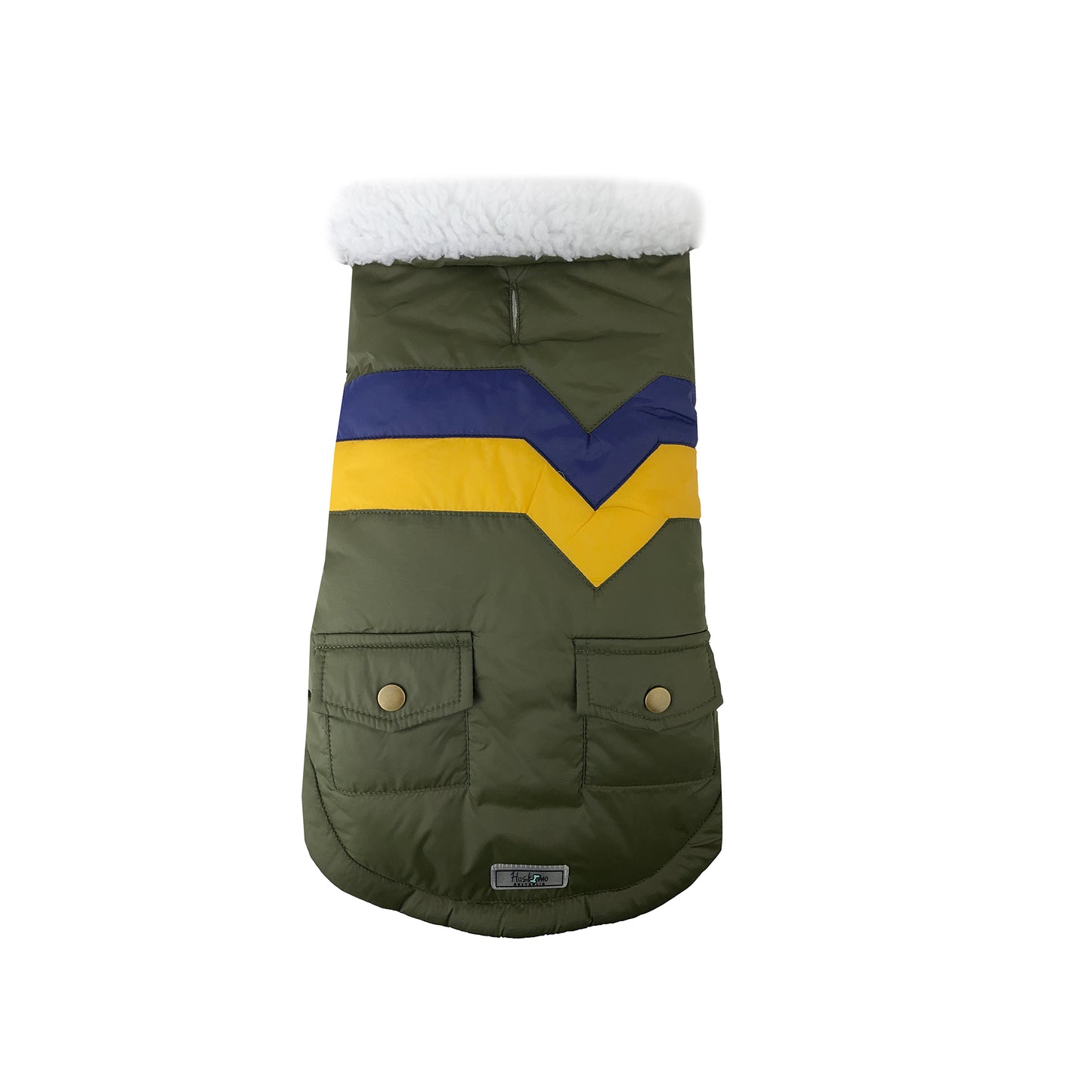 Huskimo Dog Coat Lightning Bolt Olive