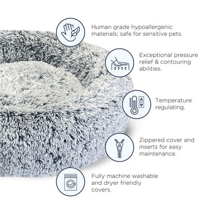 Superior Pet Goods Hugzzz Memory Ortho Curl Up Cloud Calming Bed Dove Grey
