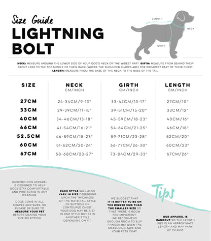 Huskimo Dog Coat Lightning Bolt Blue