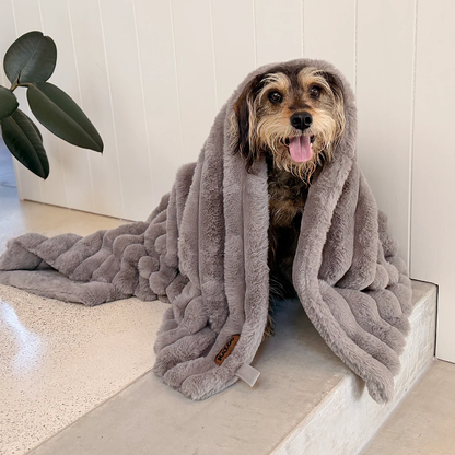 Kazoo Ribbed Pet Blanket Warm Grey