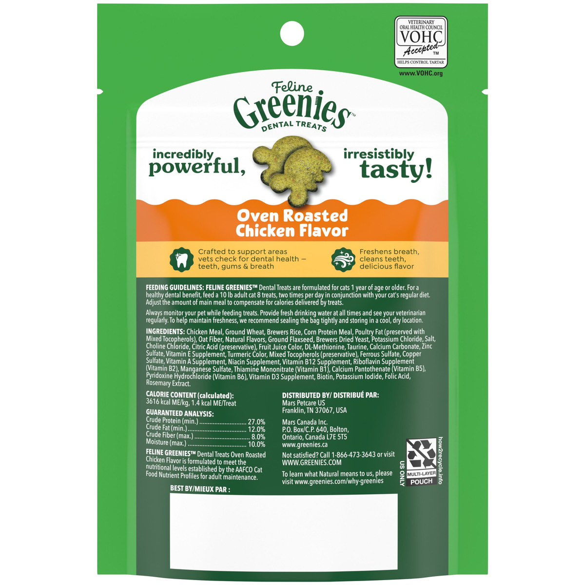 Greenies Feline Oven Roasted Chicken Cat Treats