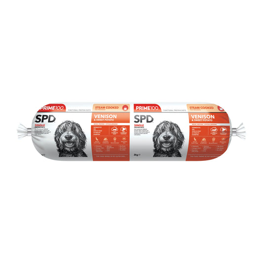 Prime100 SPD Venison & Sweet Potato Dog Food Roll 2kg