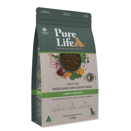 Pure Life Freeze-Dried Raw-Coated Kibble Lamb & Kangaroo for Adult Dogs 2.5kg