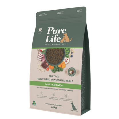 Pure Life Freeze-Dried Raw-Coated Kibble Lamb & Kangaroo for Adult Dogs 2.5kg