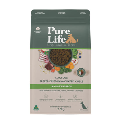 Pure Life Freeze-Dried Raw-Coated Kibble Lamb & Kangaroo for Adult Dogs 2.5kg
