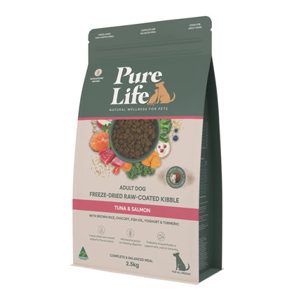 Pure Life Freeze-Dried Raw-Coated Kibble Tuna & Salmon for Adult Dogs 2.5kg