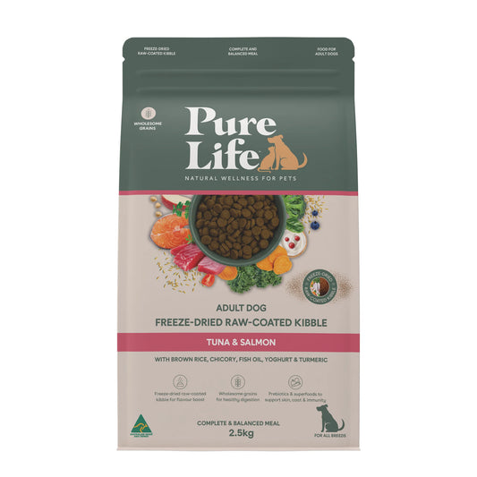 Pure Life Freeze-Dried Raw-Coated Kibble Tuna & Salmon for Adult Dogs 2.5kg