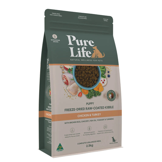 Pure Life Freeze-Dried Raw-Coated Kibble Chicken & Turkey for Puppies 2.5kg