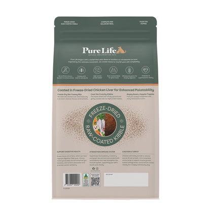 Pure Life Freeze-Dried Raw-Coated Kibble Chicken & Turkey for Puppies 2.5kg