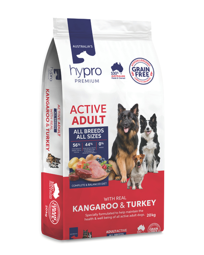Hypro Premium Grain Free Kangaroo & Turkey Active Adult Dry Dog Food