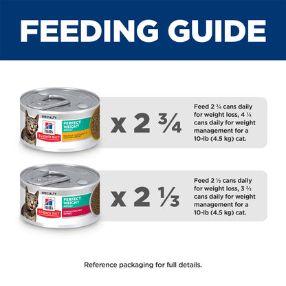 Hill's Science Diet Perfect Weight Variety Pack (6 Vegetable & Chicken, 6 Chicken & Liver) Canned Wet Cat Food Cans