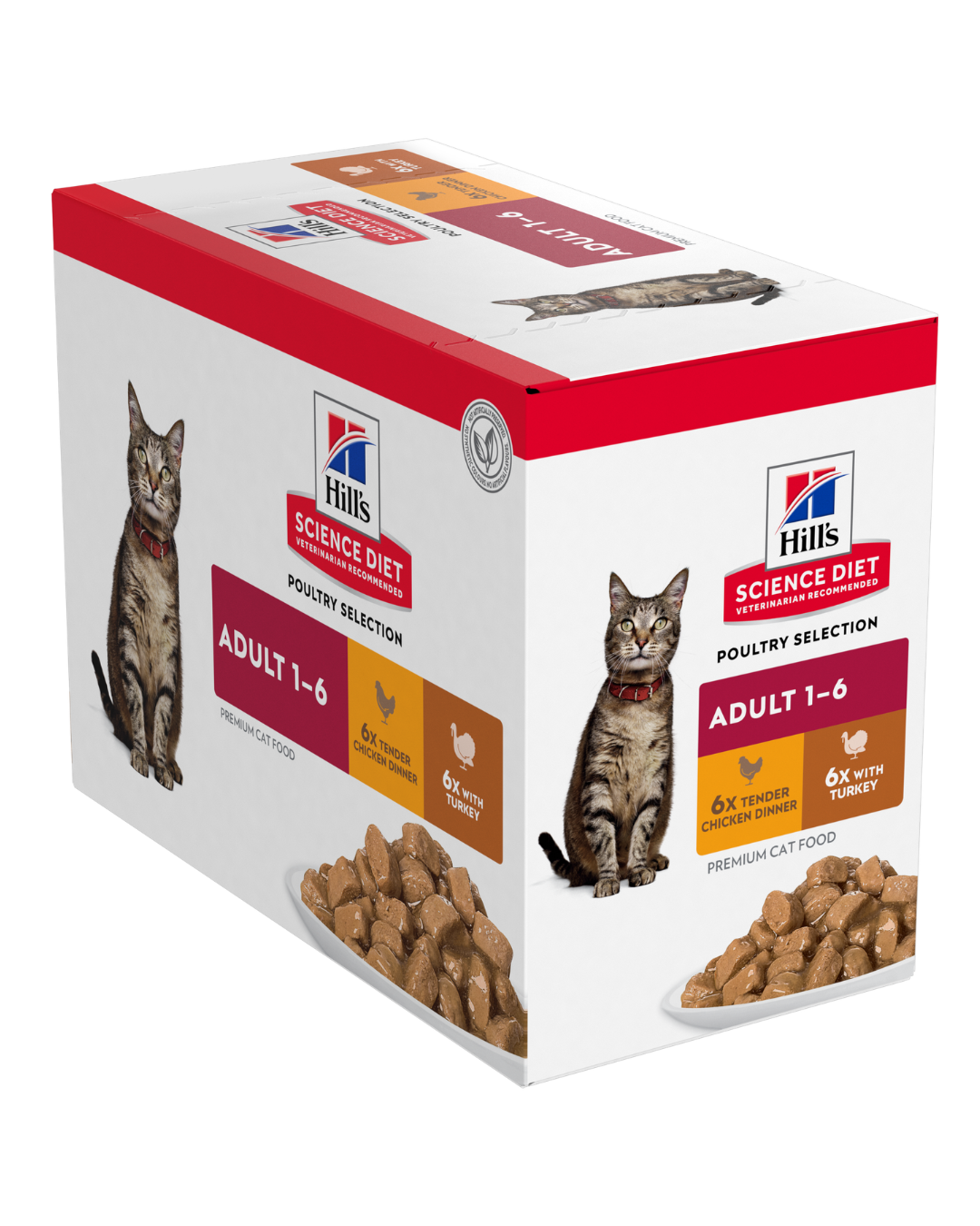 Hill's Science Diet Adult Poultry Selection Variety Pack (6 Chicken & 6 Turkey) Wet Cat Food Pouches 12x85g