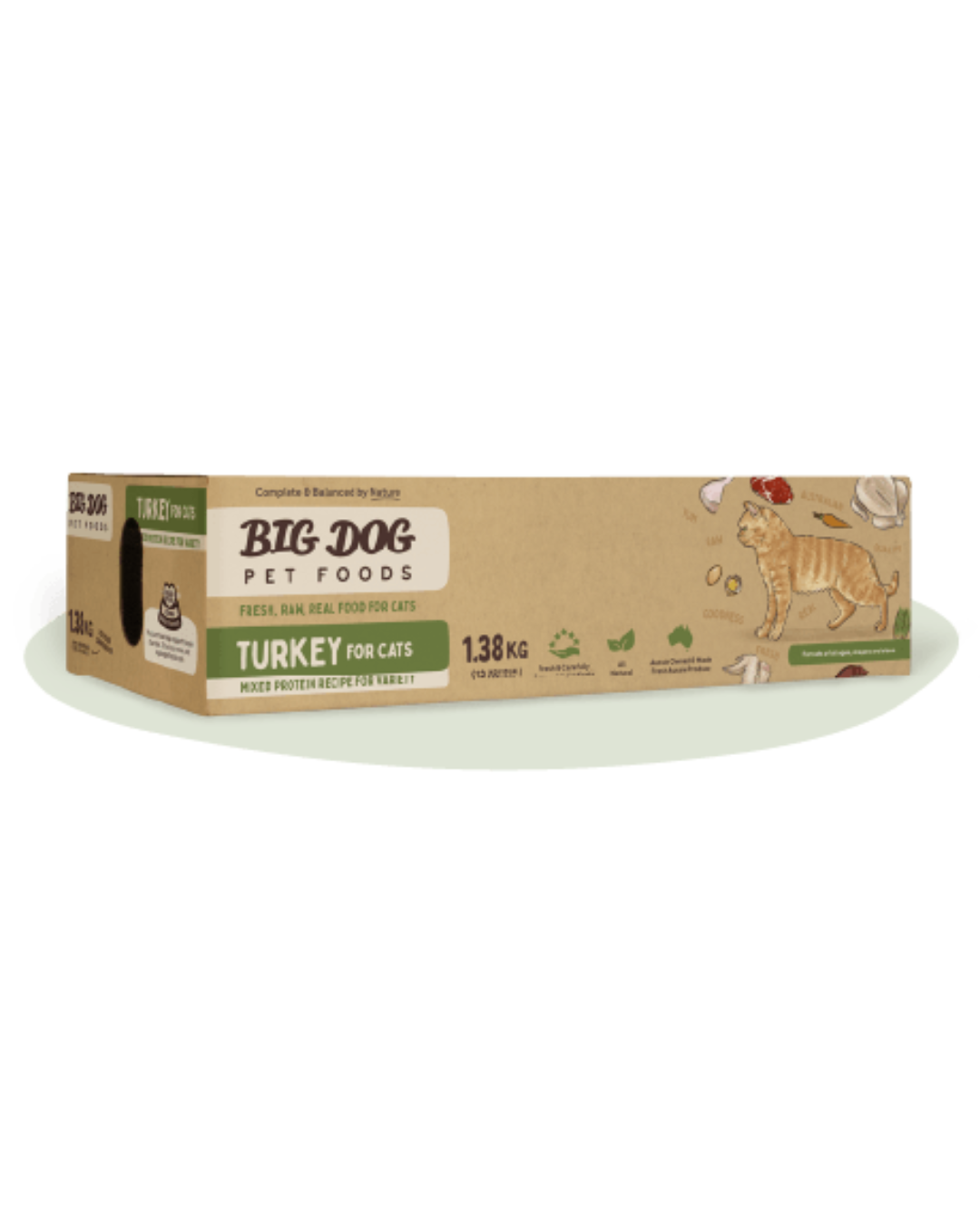 Big Dog For Cats Turkey Raw Cat Food (12x115g/1.38kg)