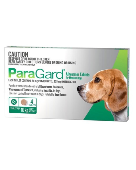 Paragard All Wormer Medium Dog 5-10kg 4 Tabs