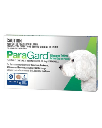 Paragard All Wormer Small Dog 0-5kg 4 Tabs