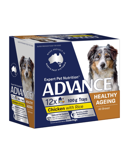 ADVANCE Wet Healthy Ageing Dog Food Chicken with Rice 100g x 12