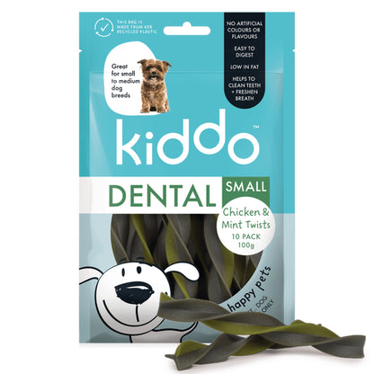 KIDDO Dental Chicken & Mint Dog Twists Small 10 Pack
