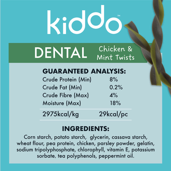 KIDDO Dental Chicken & Mint Dog Twists Small 10 Pack