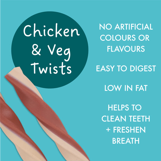 KIDDO Dental Chicken & Veg Dog Twists Large 10 Pack