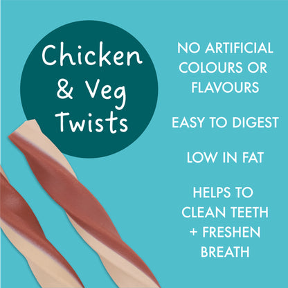 KIDDO Dental Chicken & Veg Dog Twists Large 10 Pack