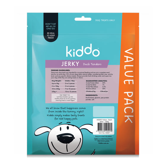 KIDDO Value Jerky Duck Tenders Dog Treats 450g