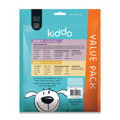 KIDDO Value Jerky Chicken & Duck Mix Dog Treats 450g
