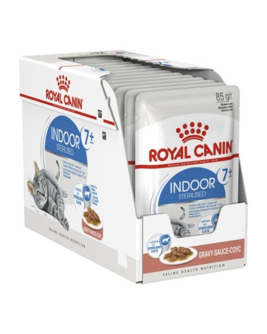 Royal Canin Indoor Sterilised 7+ Cat Wet Food Pouches Chunks in Gravy