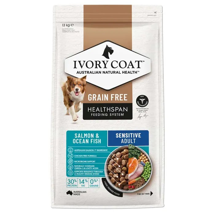 Ivory Coat Grain Free Adult All Breeds Dry Dog Food Salmon & Ocean Fish