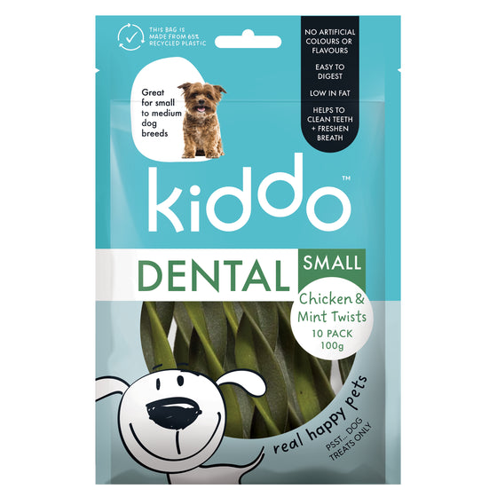 KIDDO Dental Chicken & Mint Dog Twists Small 10 Pack