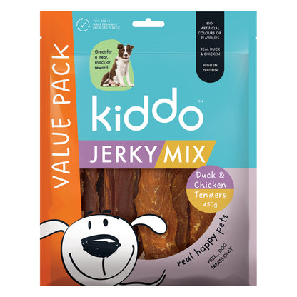 KIDDO Value Jerky Chicken & Duck Mix Dog Treats 450g