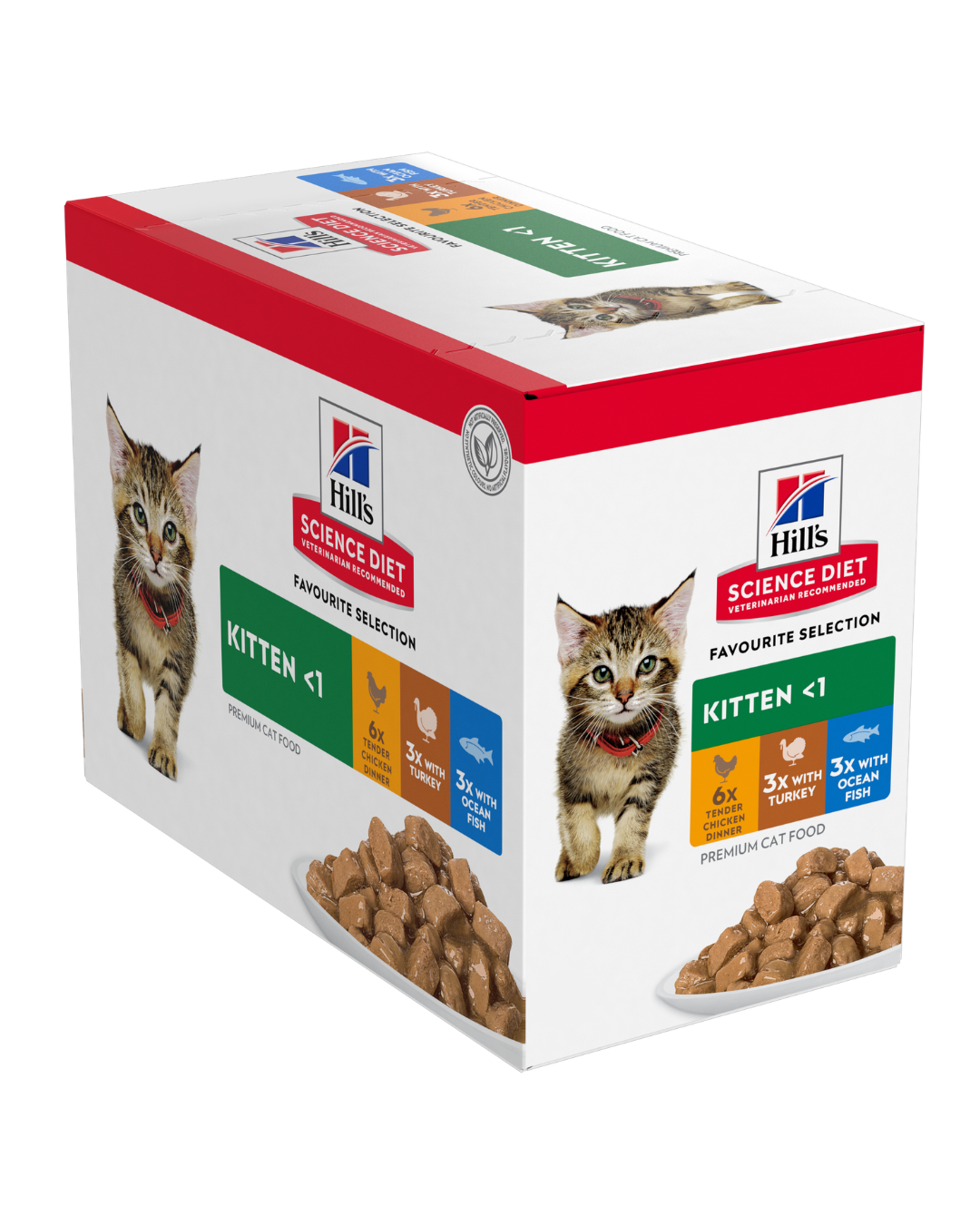 Hill's Science Diet Kitten Variety 12 Pack (6 Chicken, 3 Turkey & 3 Ocean Fish) Cat Food Pouches