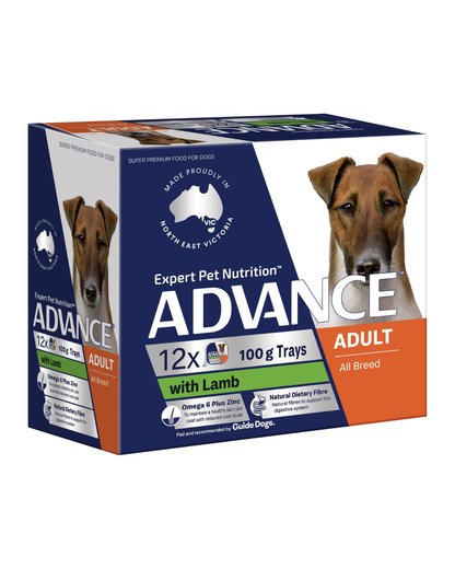 ADVANCE Wet Adult Dog Food with Lamb 100g x 12