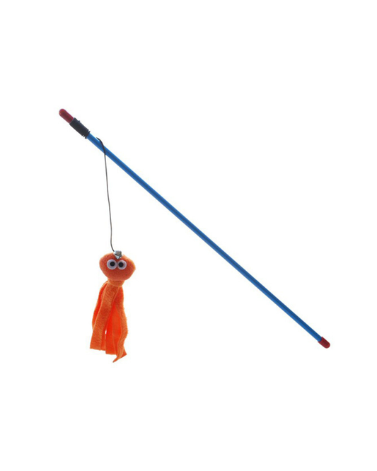 Cattitude Feline Care Teaser Wand with Octopus Orange