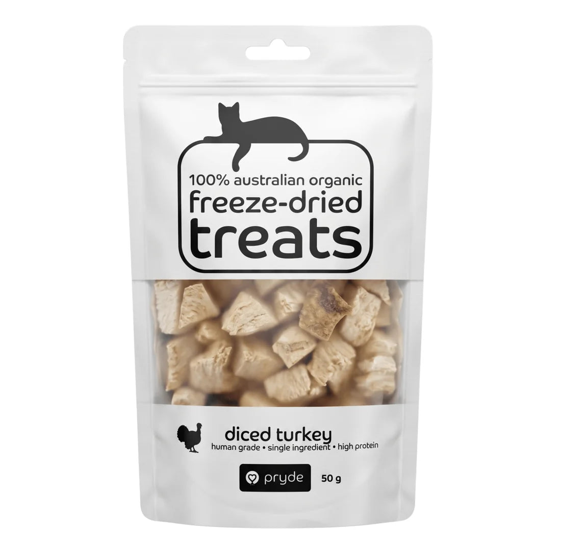 Pryde Freeze-Dried Cat Treats Diced Turkey Breast 50g