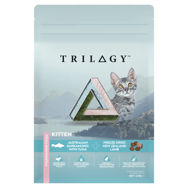 Trilogy Kitten Australian Barramundi with Pacific Island Tuna + Freeze Dried New Zealand Lamb Dry Cat Food